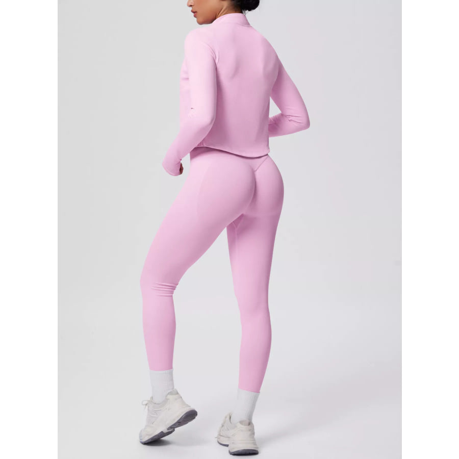 Tank & Zip-Up Jacket and Leggings Three-Piece Active Set Apparel and Accessories