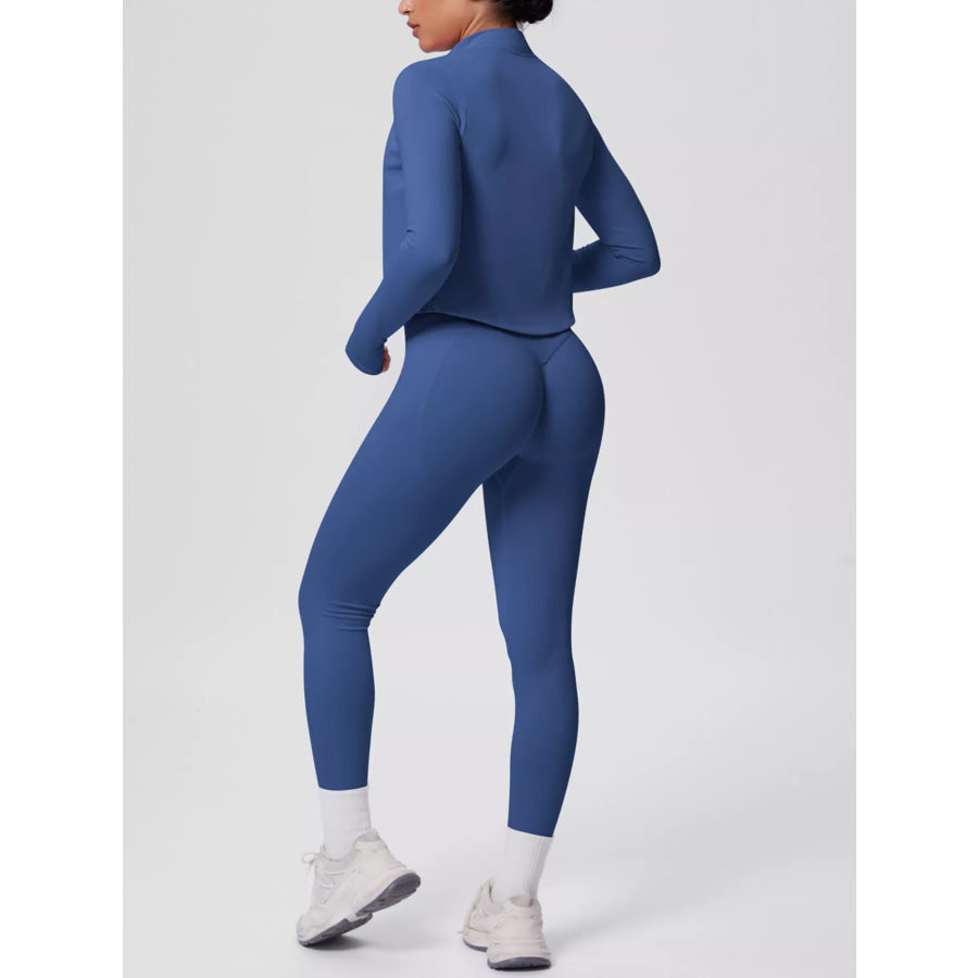 Tank & Zip-Up Jacket and Leggings Three-Piece Active Set Apparel and Accessories