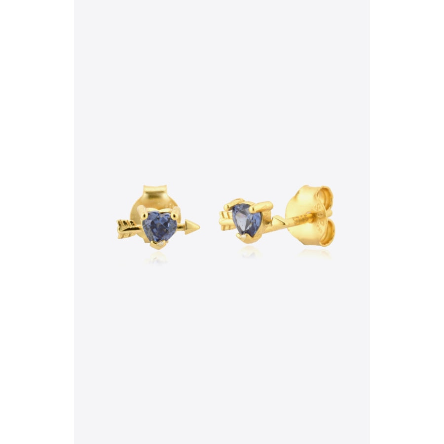 Tanzanite Heart Stud Earrings Gold / One Size