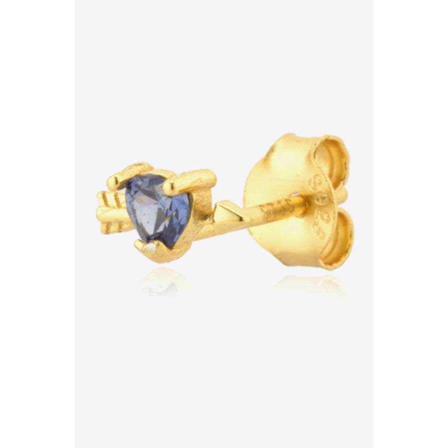 Tanzanite Heart Stud Earrings Gold / One Size