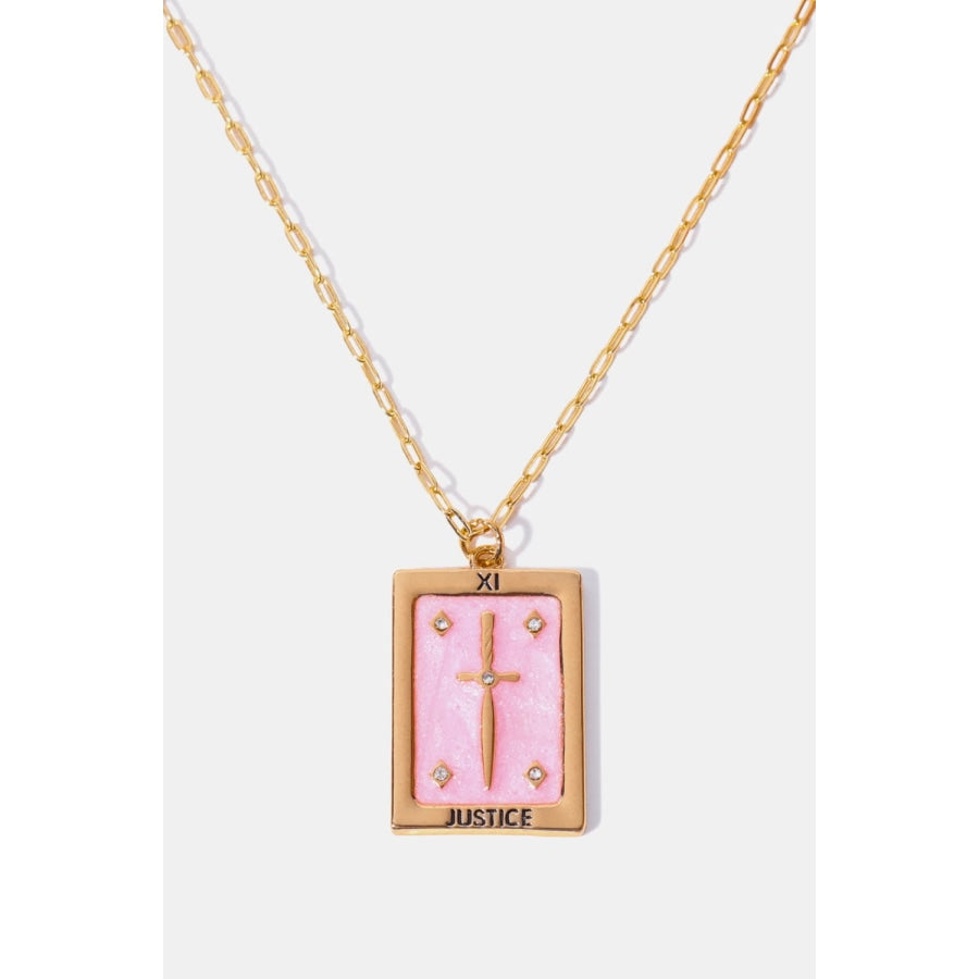 Tarot Card Pendant Copper Necklace Blush Pink / One Size