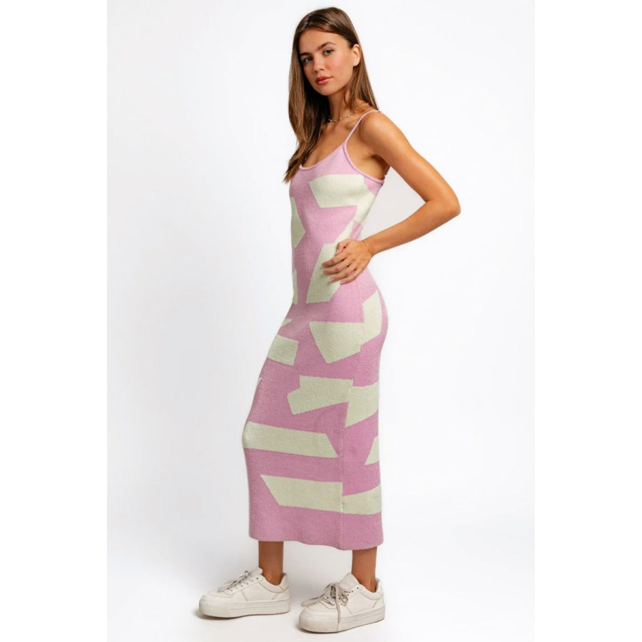 Tasha Apparel Abstract Contrast Maxi Sweater Cami Dress Apparel and Accessories