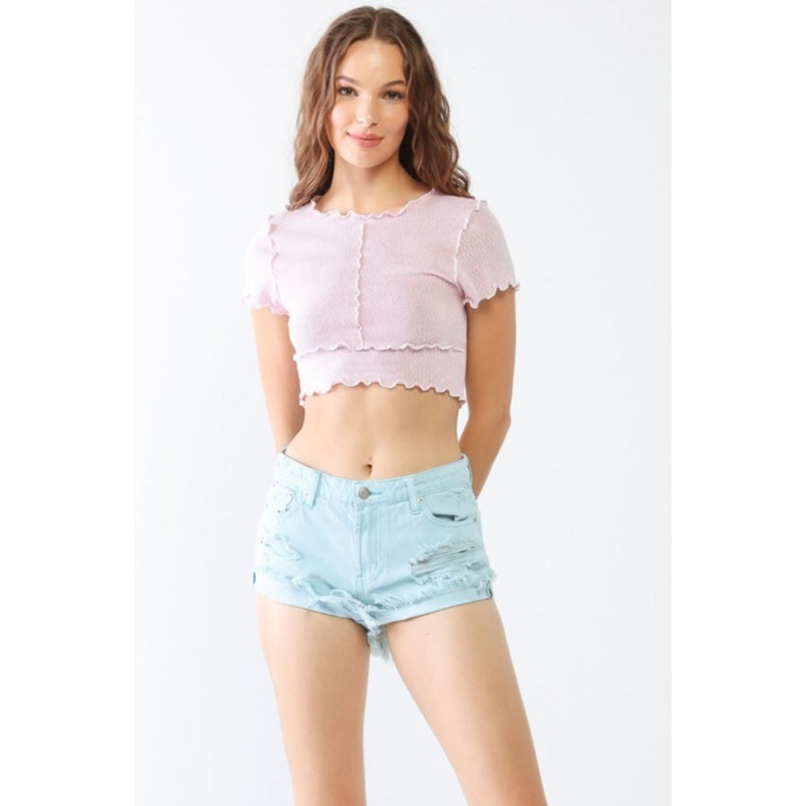 Tasha Apparel Distressed Ripped Denim Shorts Aqua / S Apparel and Accessories