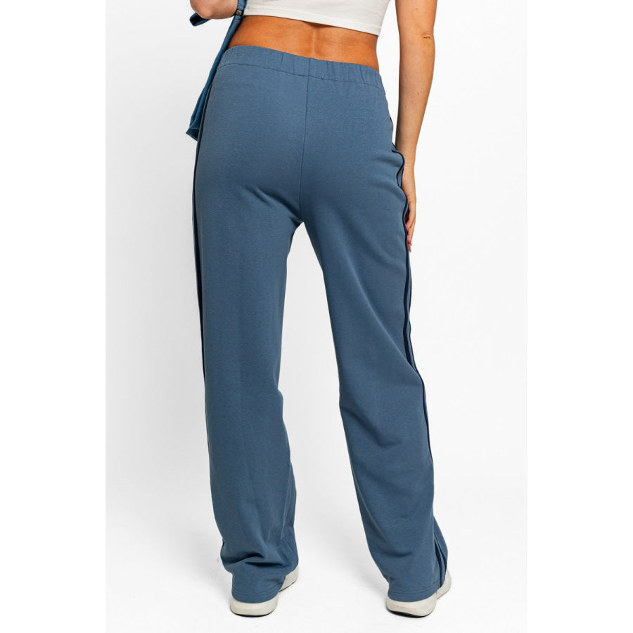 Tasha Apparel High Waisted Side Stripes Straight Track Sweatpants Apparel and Accessories