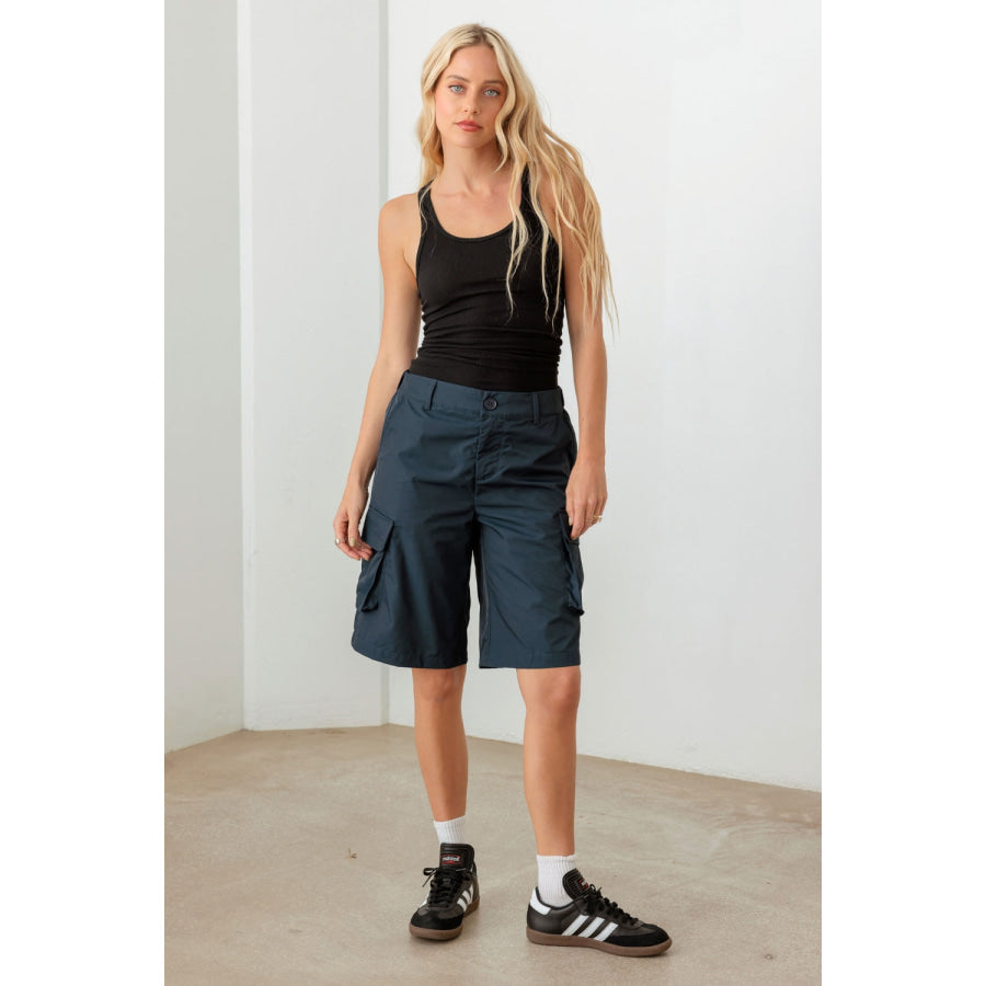 Tasha Apparel Navy Cargo Bermuda Shorts Apparel and Accessories