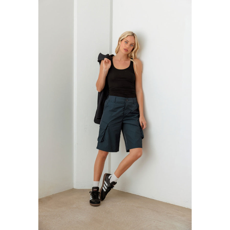 Tasha Apparel Navy Cargo Bermuda Shorts Apparel and Accessories