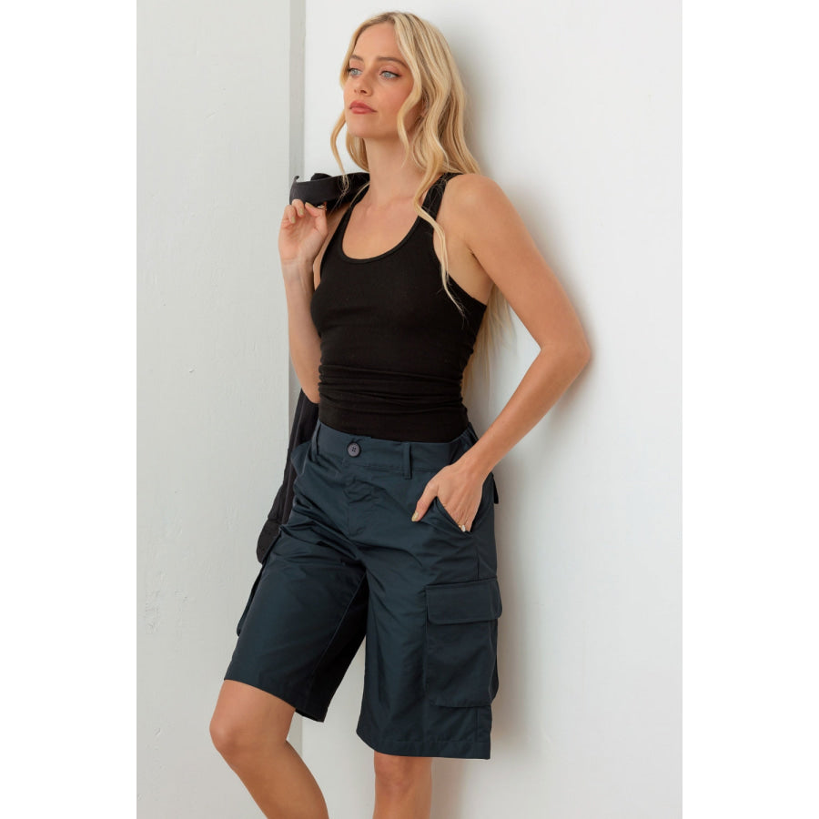 Tasha Apparel Navy Cargo Bermuda Shorts Apparel and Accessories