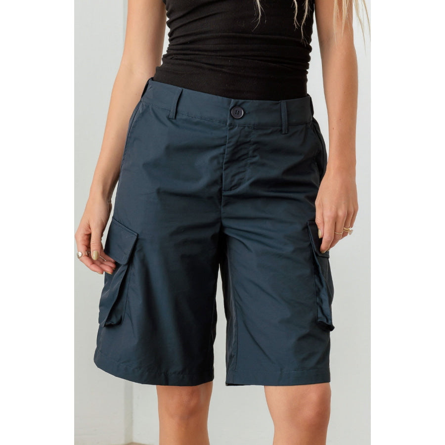 Tasha Apparel Navy Cargo Bermuda Shorts Navy / XS Apparel and Accessories