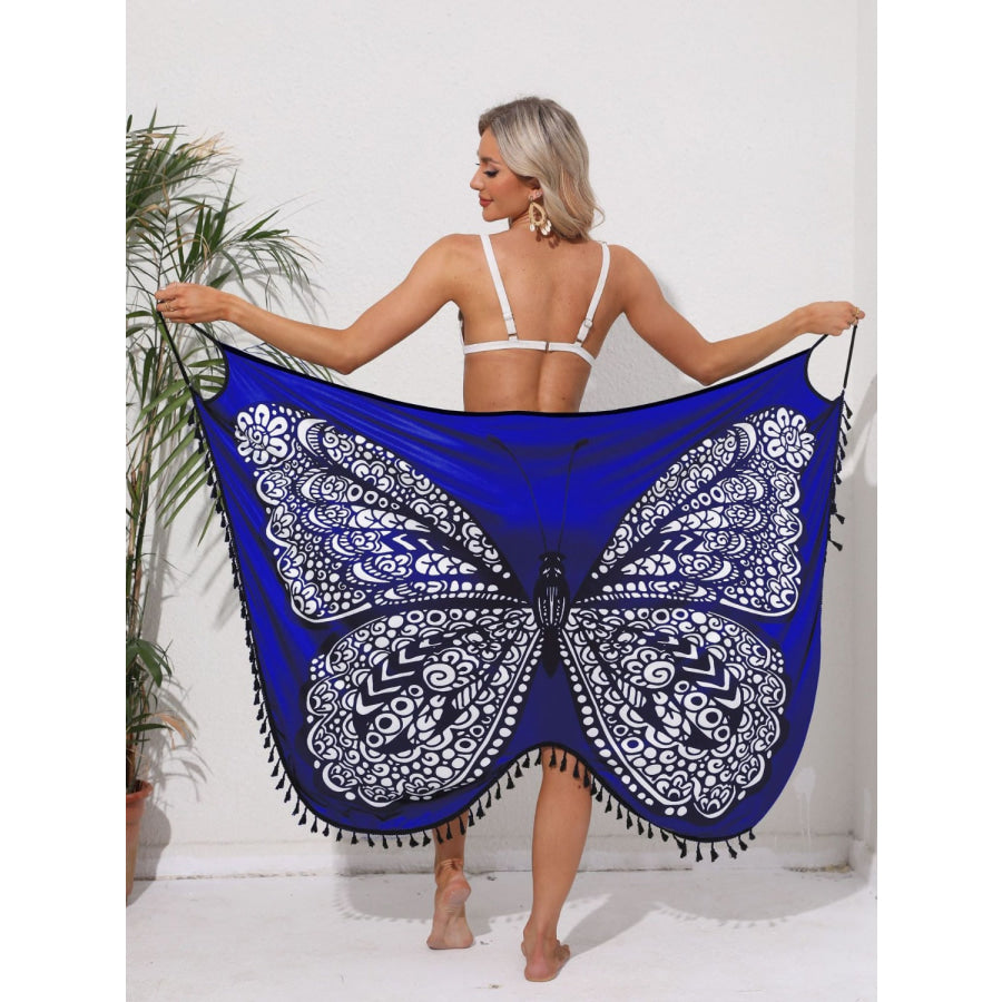 Tassel Butterfly Spaghetti Strap Cover Up Apparel and Accessories