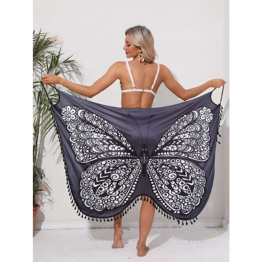 Tassel Butterfly Spaghetti Strap Cover Up Apparel and Accessories