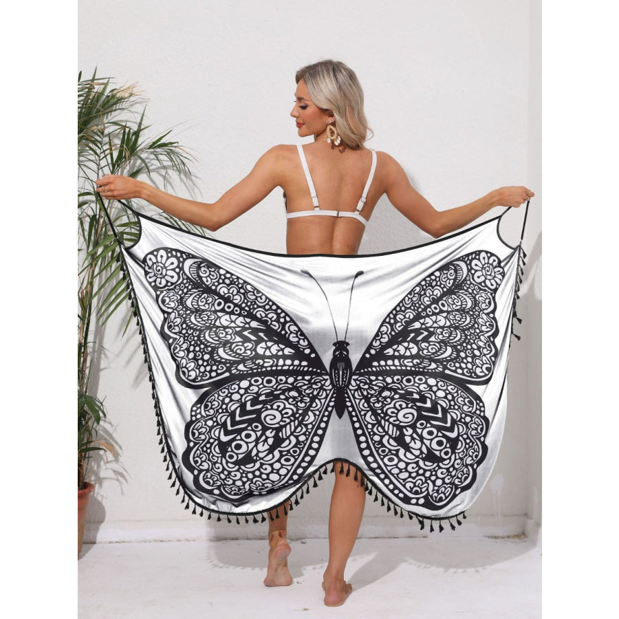 Tassel Butterfly Spaghetti Strap Cover Up Apparel and Accessories