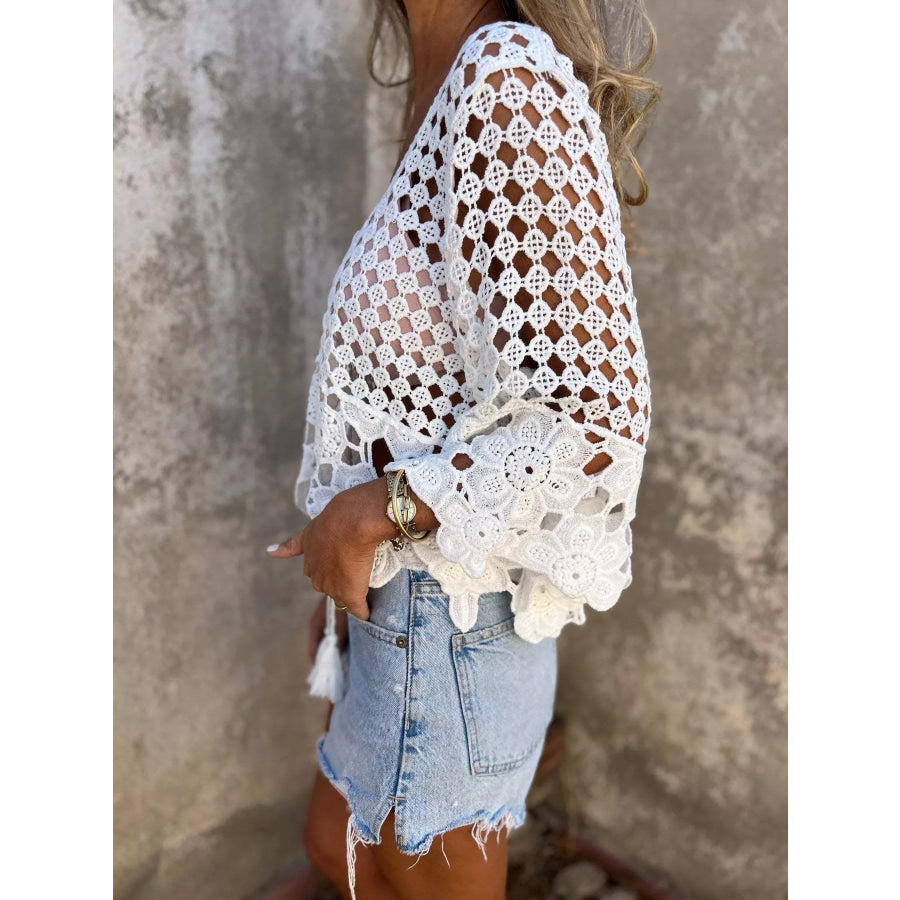 Tassel Crochet Knit Cover Up Apparel and Accessories