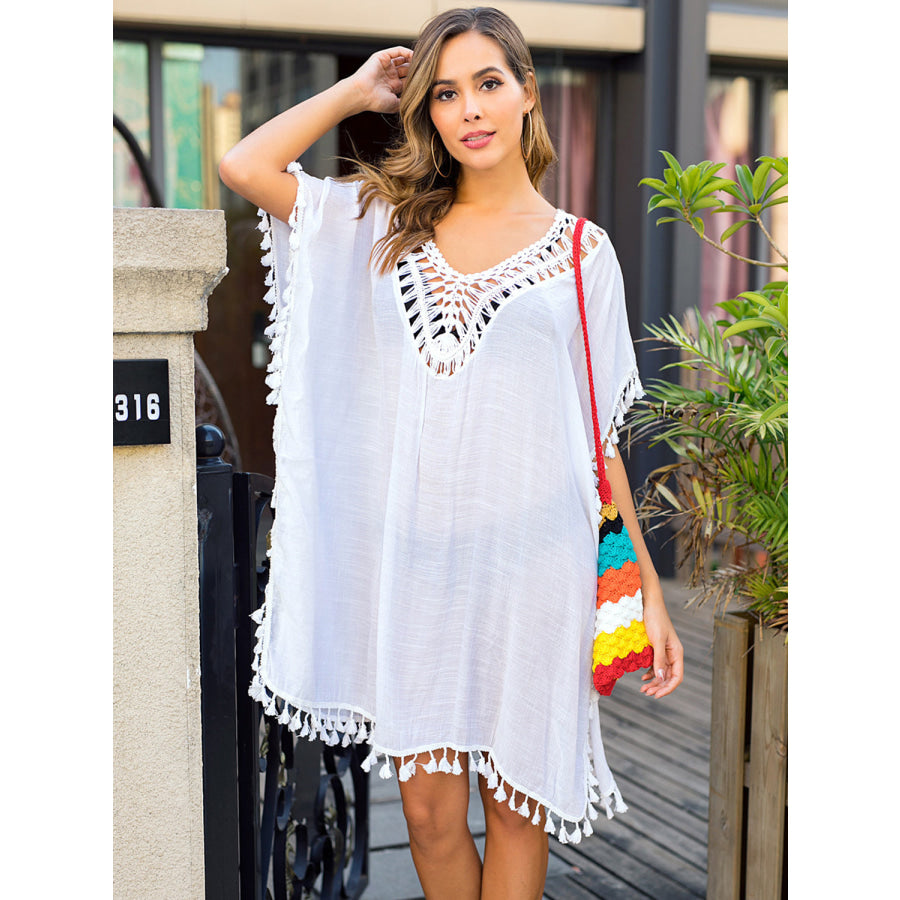 Tassel Cutout Half Sleeve Cover - Up Apparel and Accessories