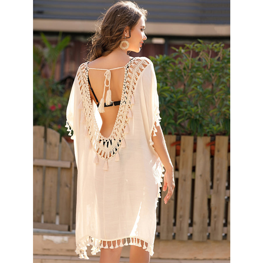 Tassel Cutout Half Sleeve Cover - Up Apparel and Accessories