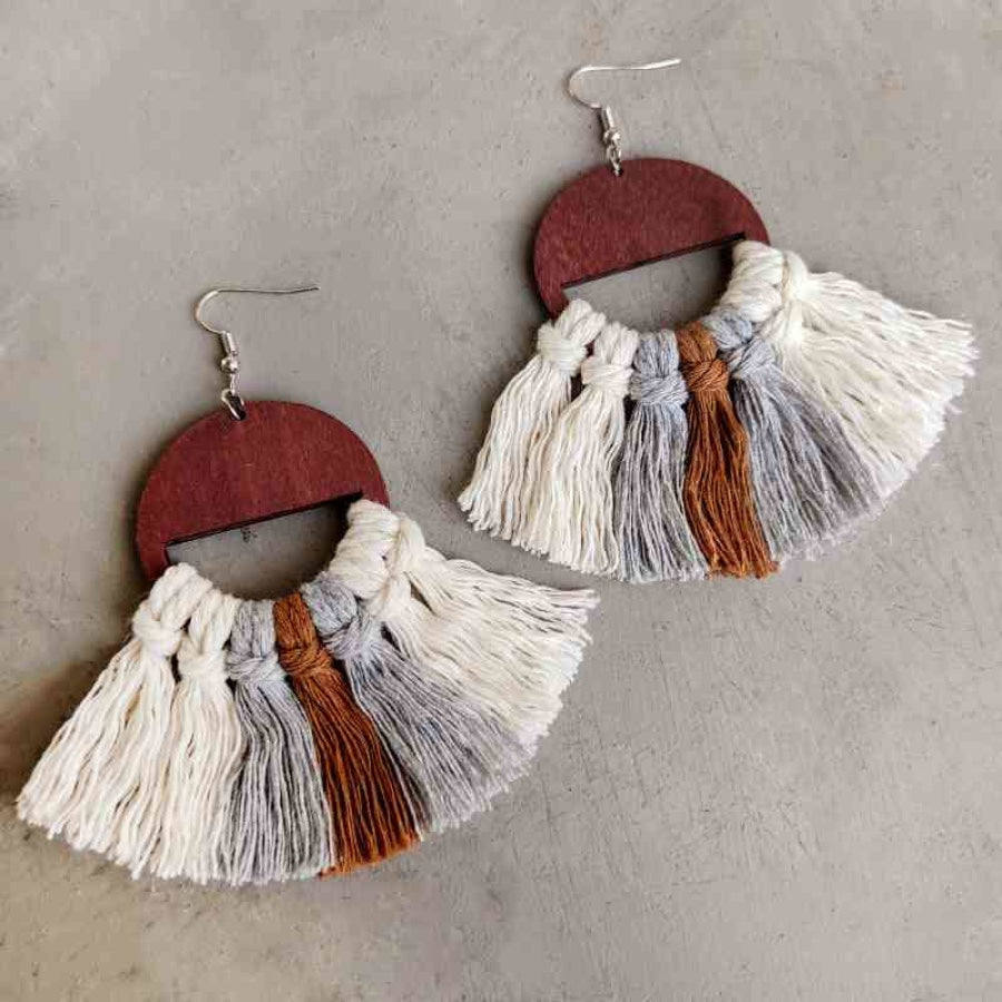 Tassel Detail Drop Earrings Style C / One Size