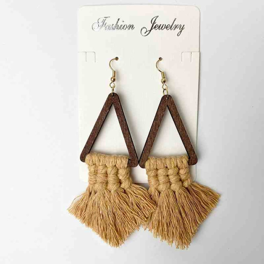 Tassel Detail Geometric Earrings Camel / One Size