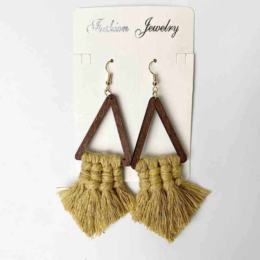 Tassel Detail Geometric Earrings Chartreuse / One Size