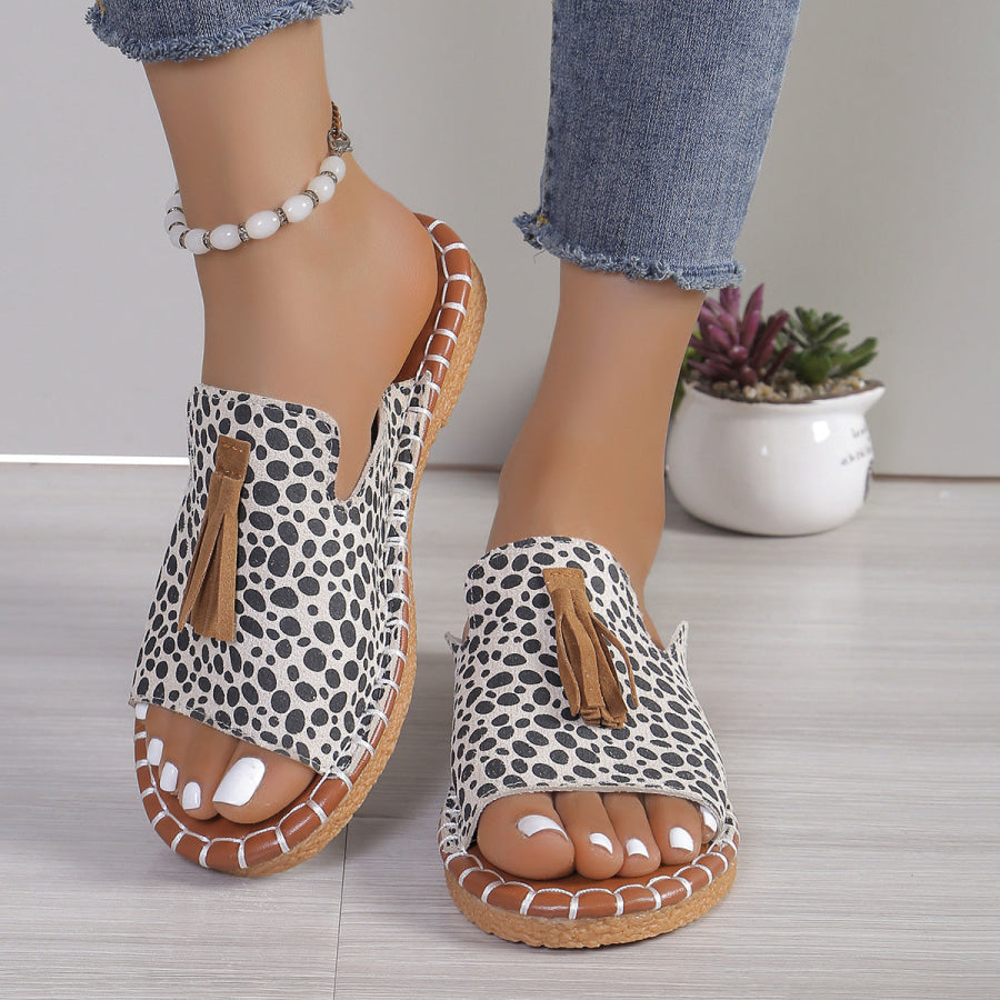 Tassel Detail Open Toe Sandals Apparel and Accessories