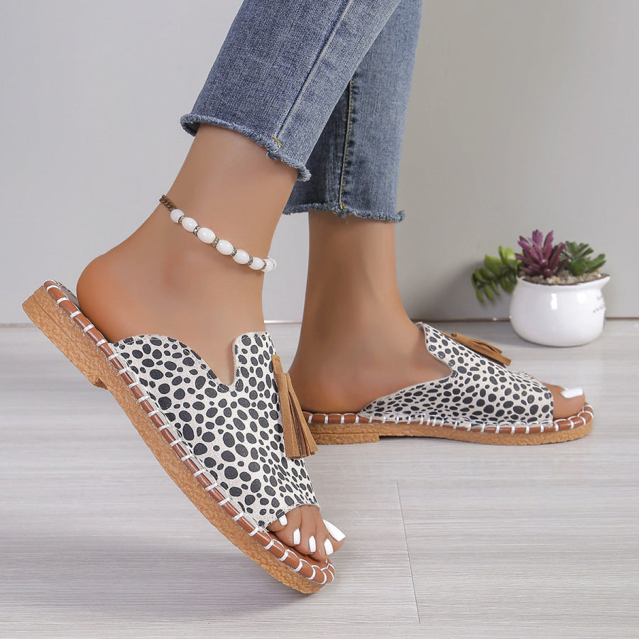 Tassel Detail Open Toe Sandals Apparel and Accessories
