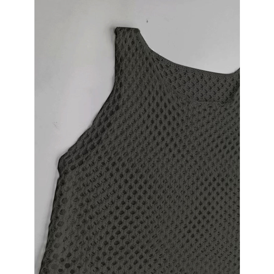 Tassel Hem Hollow Out Sleeveless Cover Up Apparel and Accessories