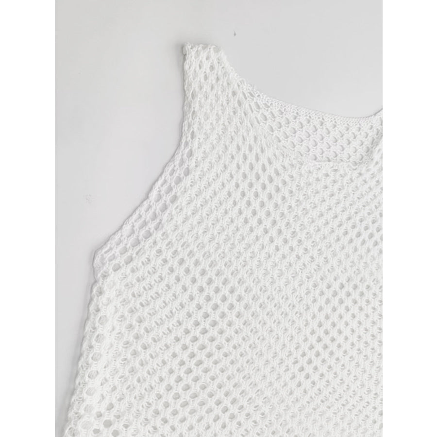 Tassel Hem Hollow Out Sleeveless Cover Up Apparel and Accessories