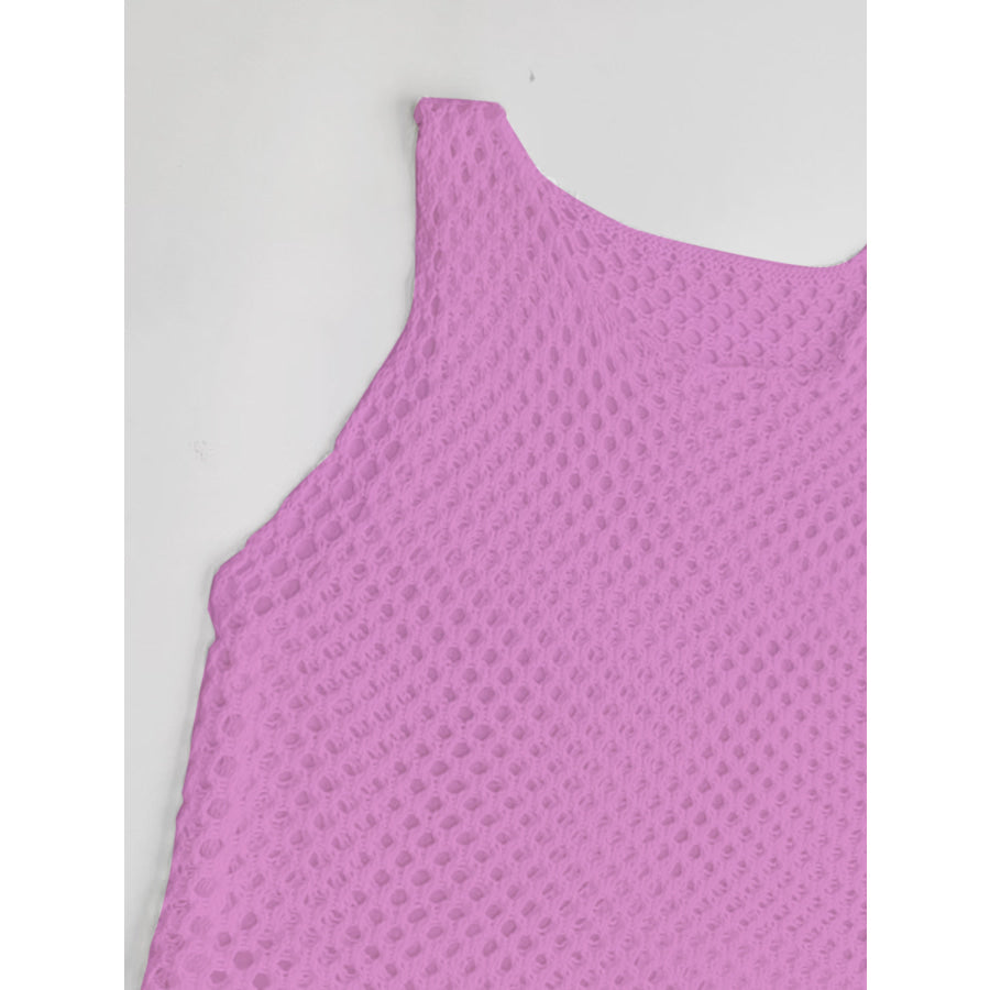 Tassel Hem Hollow Out Sleeveless Cover Up Apparel and Accessories