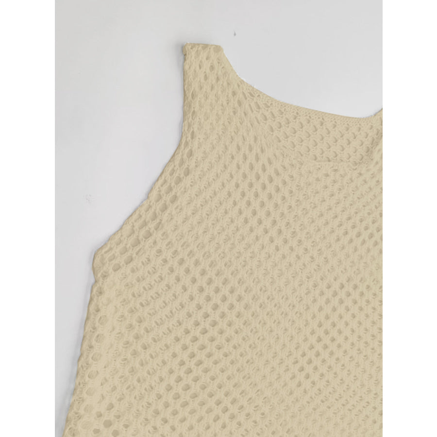 Tassel Hem Hollow Out Sleeveless Cover Up Apparel and Accessories