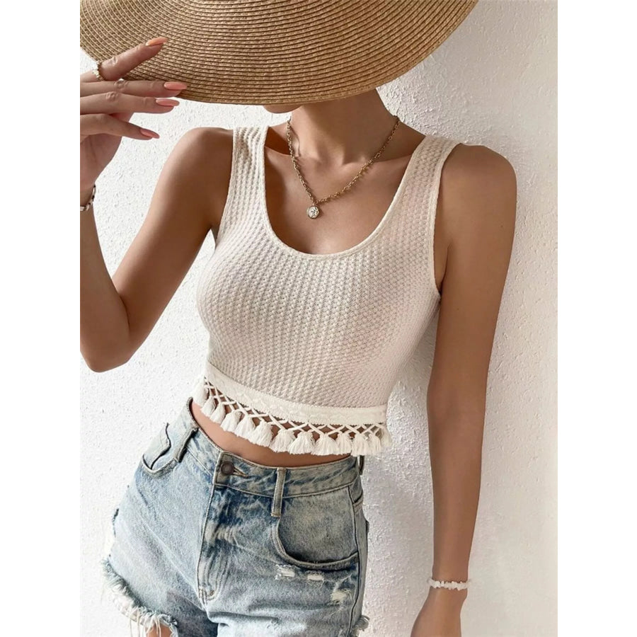 Tassel Hem Textured Tank Apparel and Accessories