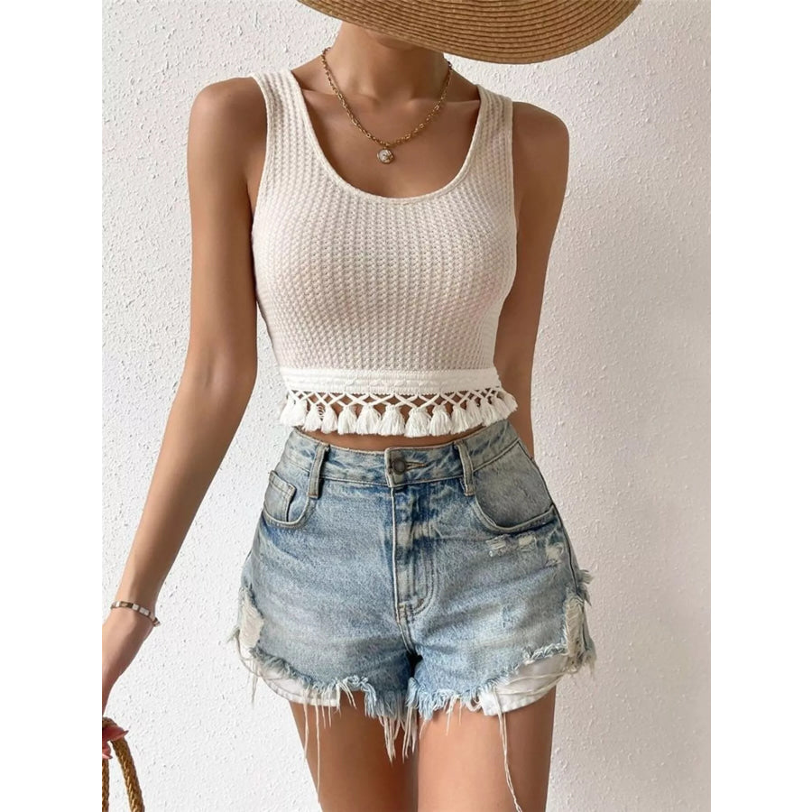 Tassel Hem Textured Tank Apparel and Accessories