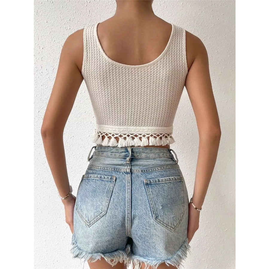 Tassel Hem Textured Tank Apparel and Accessories