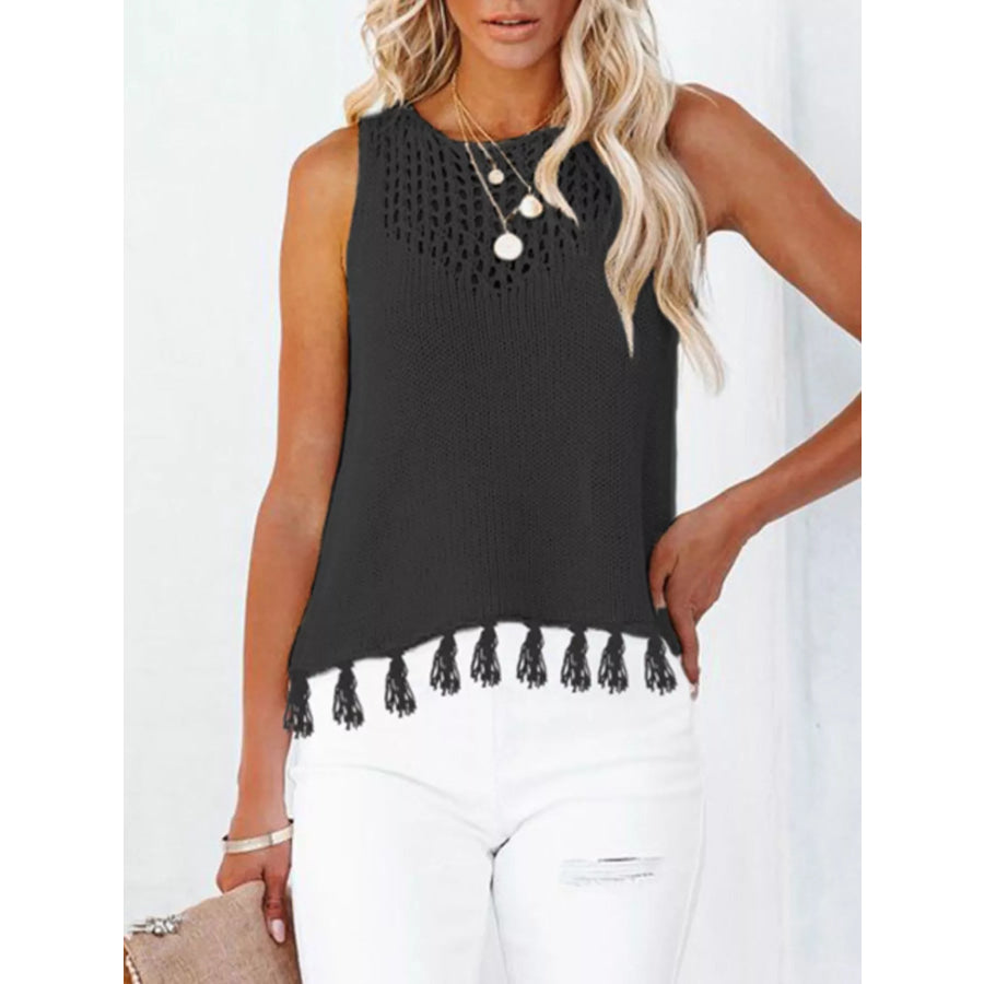Tassel Knit Tank Black / S Apparel and Accessories