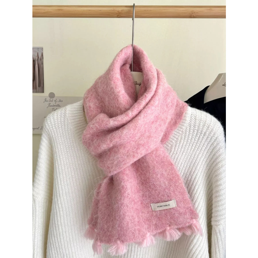 Tassel Knitted Scarf Blush Pink / One Size Apparel and Accessories