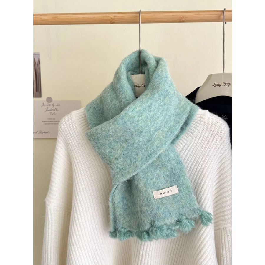 Tassel Knitted Scarf Gum Leaf / One Size Apparel and Accessories