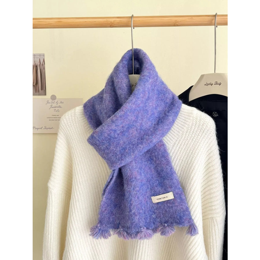 Tassel Knitted Scarf Lavender / One Size Apparel and Accessories