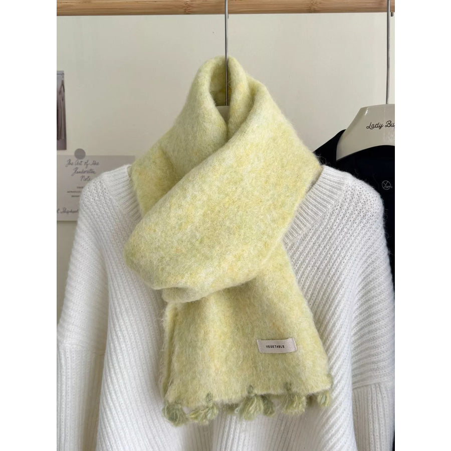 Tassel Knitted Scarf Light Yellow / One Size Apparel and Accessories