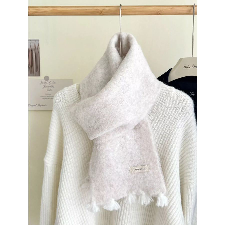 Tassel Knitted Scarf White / One Size Apparel and Accessories