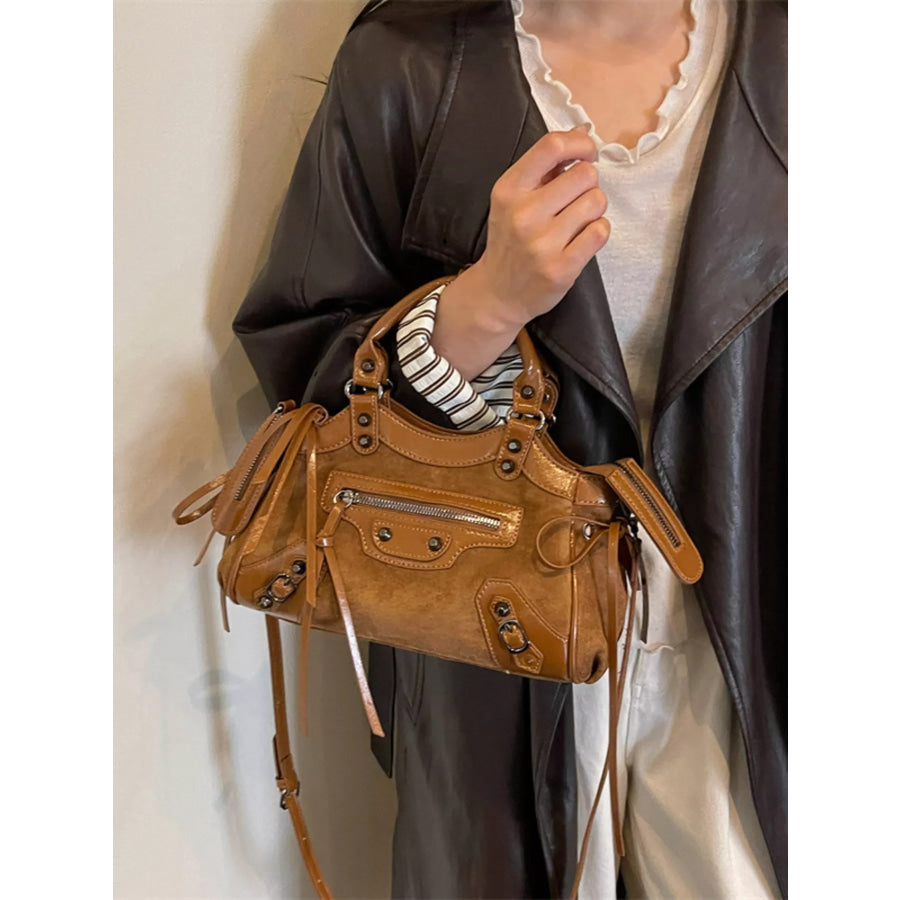 Tassel Leather Handbag Camel / onesize Apparel and Accessories
