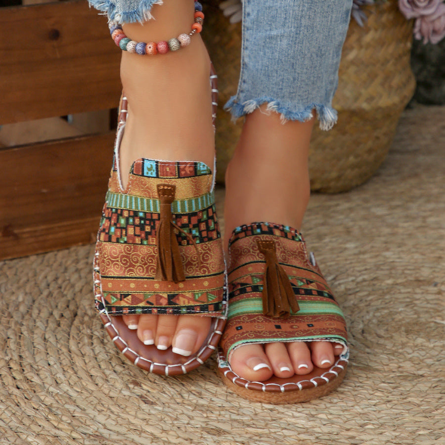 Tassel Open Toe Sandals Yellow / 36 Apparel and Accessories