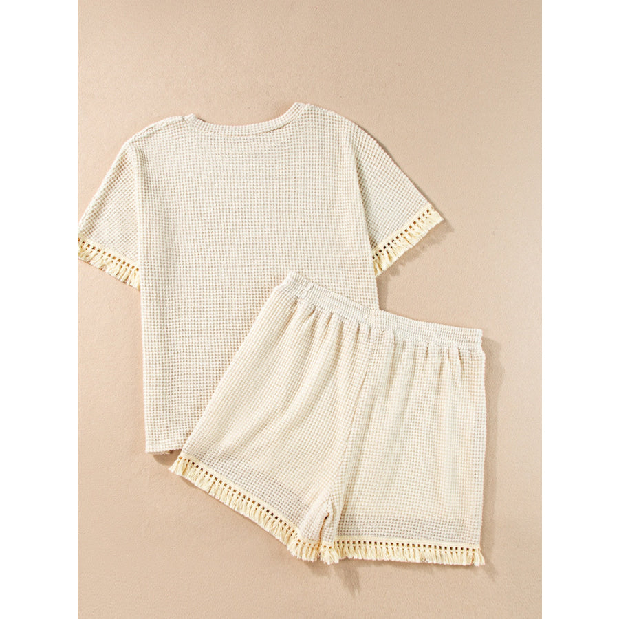 Tassel Round Neck Top and Shorts Set Apparel and Accessories