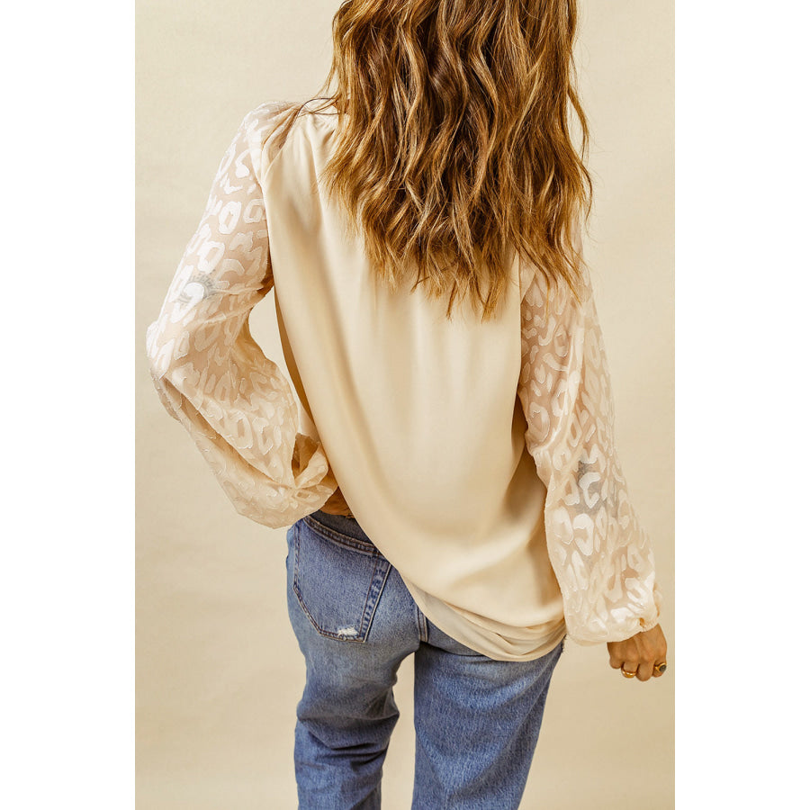 Tassel Tie Neck Long Sleeve Blouse Apparel and Accessories