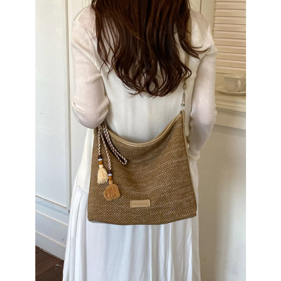 Tassel Woven Crossbody Bag Apparel and Accessories