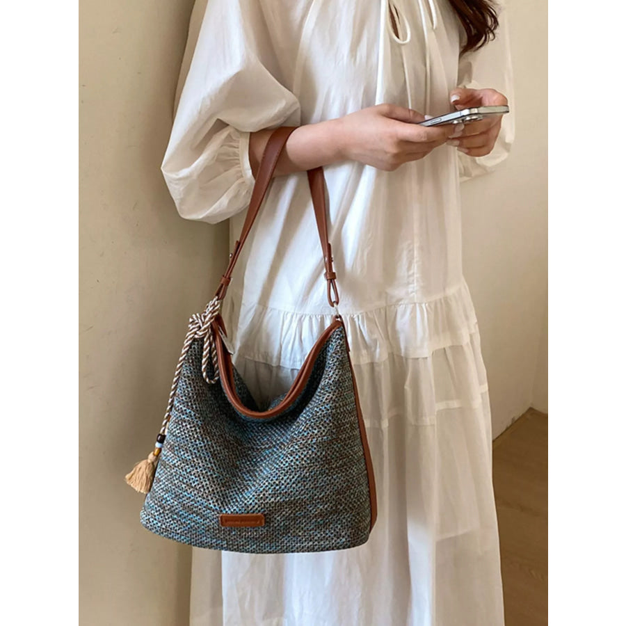 Tassel Woven Crossbody Bag Apparel and Accessories