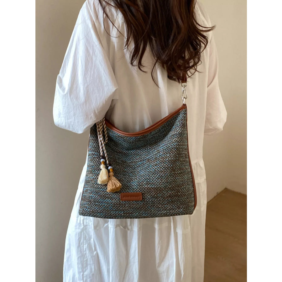 Tassel Woven Crossbody Bag French Blue / onesize Apparel and Accessories