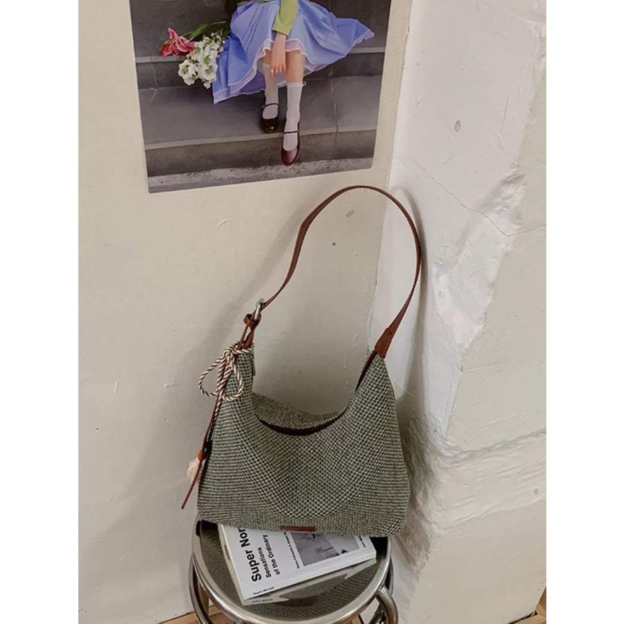 Tassel Woven Shoulder Bag Sky Blue / One Size Apparel and Accessories