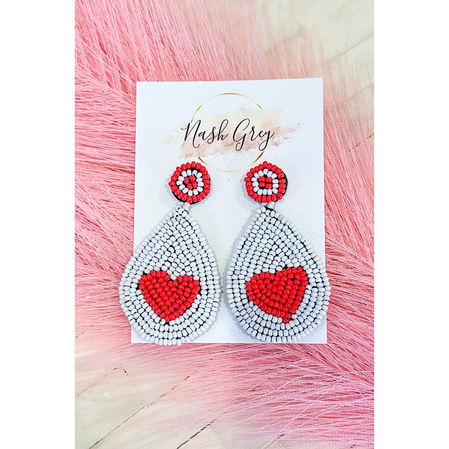 Teardrop Heart Beaded Earrings WS 630 Jewelry