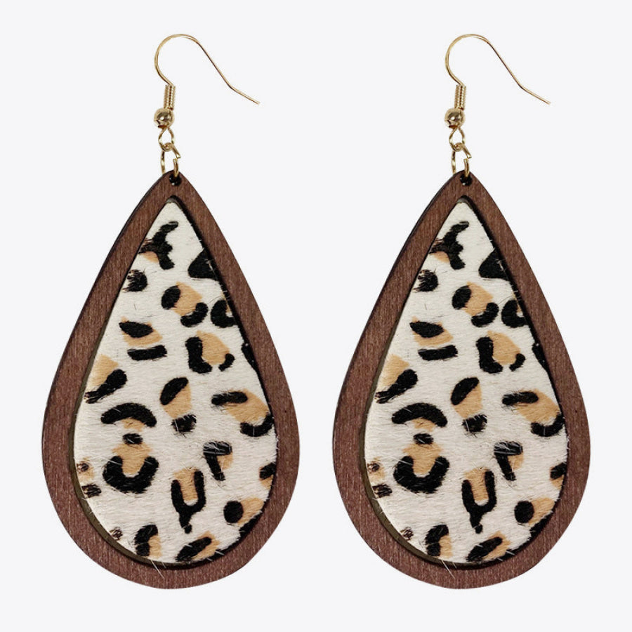 Teardrop Shape Wooden Dangle Earrings Apparel and Accessories