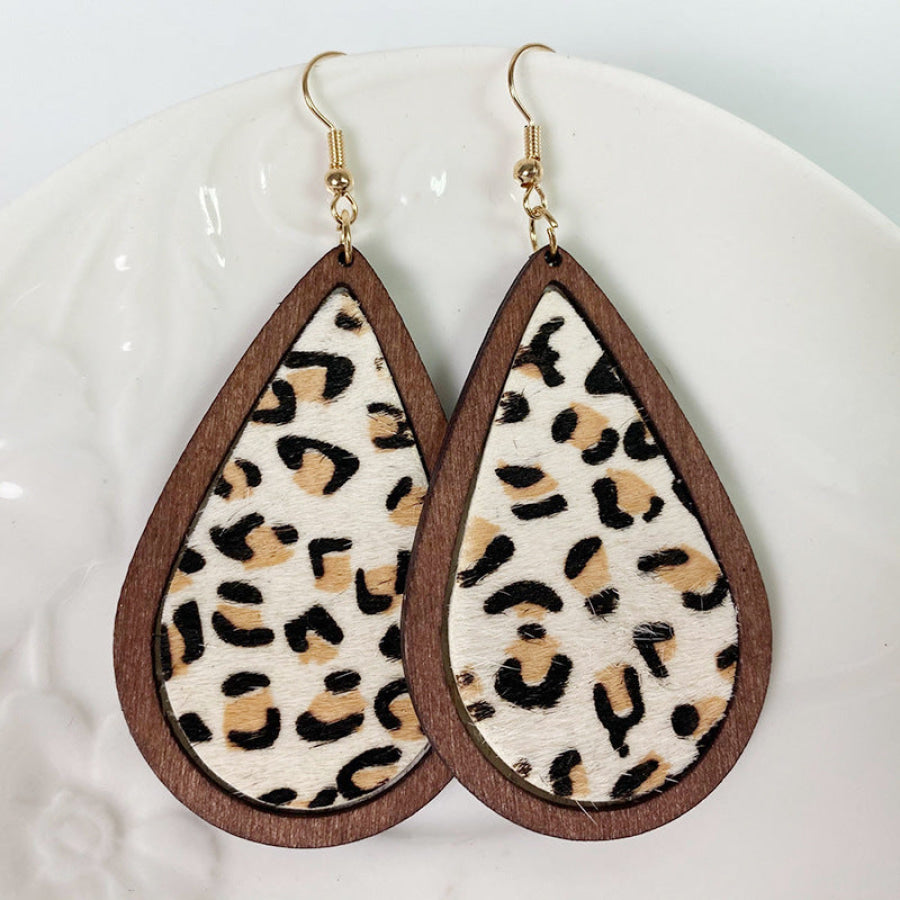 Teardrop Shape Wooden Dangle Earrings Style C / One Size Apparel and Accessories