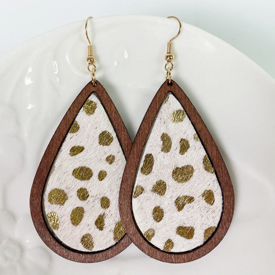 Teardrop Shape Wooden Dangle Earrings Style E / One Size Apparel and Accessories