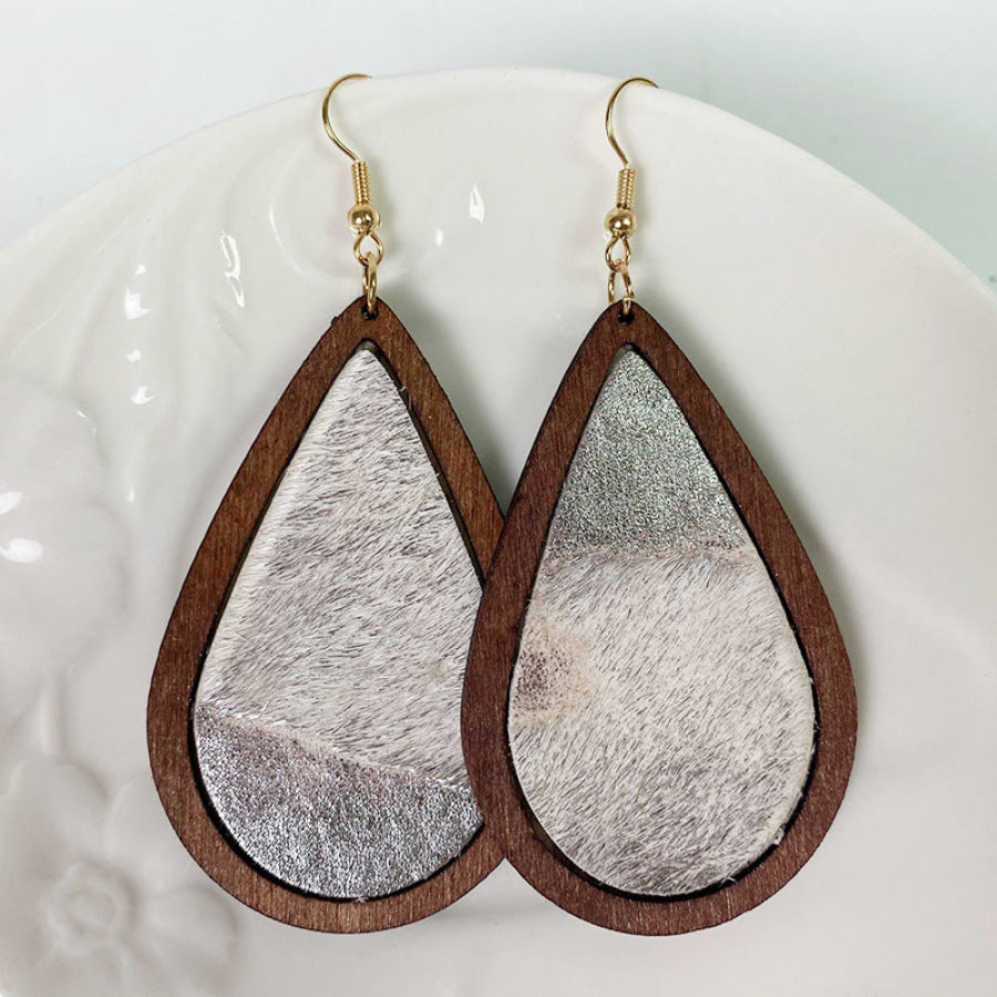 Teardrop Shape Wooden Dangle Earrings Style G / One Size Apparel and Accessories