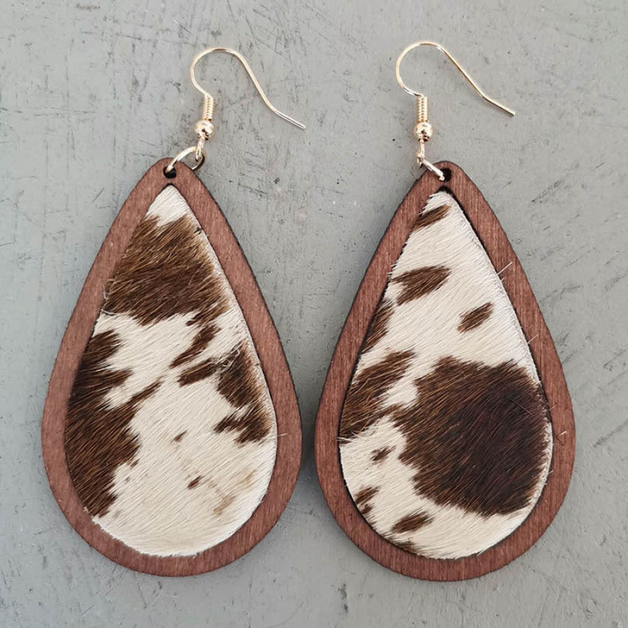 Teardrop Shape Wooden Dangle Earrings Style H / One Size Apparel and Accessories